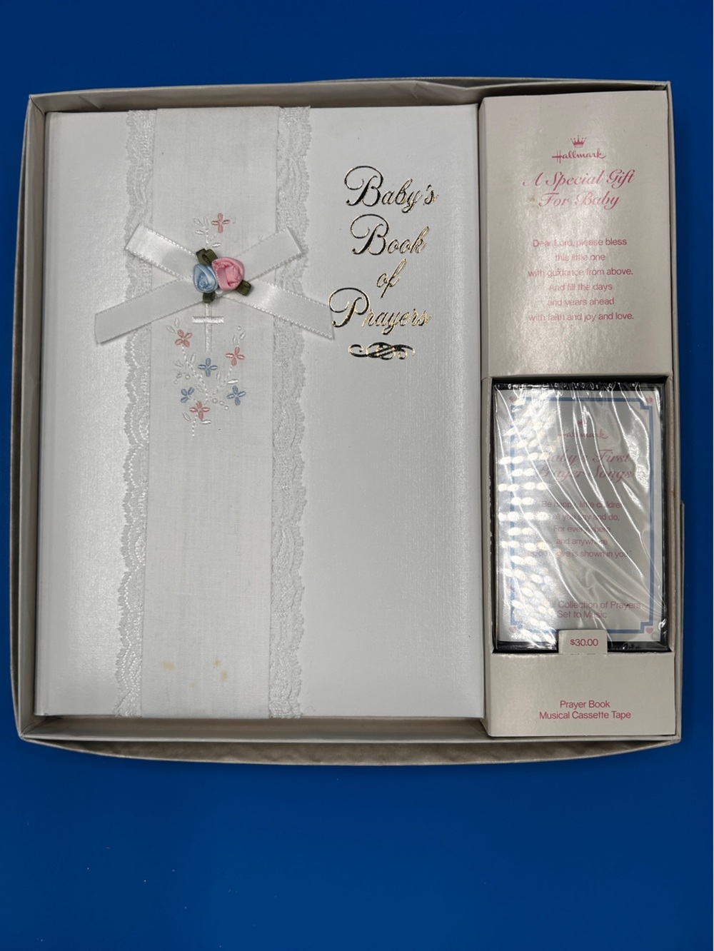 Baby's Book of Prayers Keepsake Set - Hallmark - White with Pink & Blue Accents